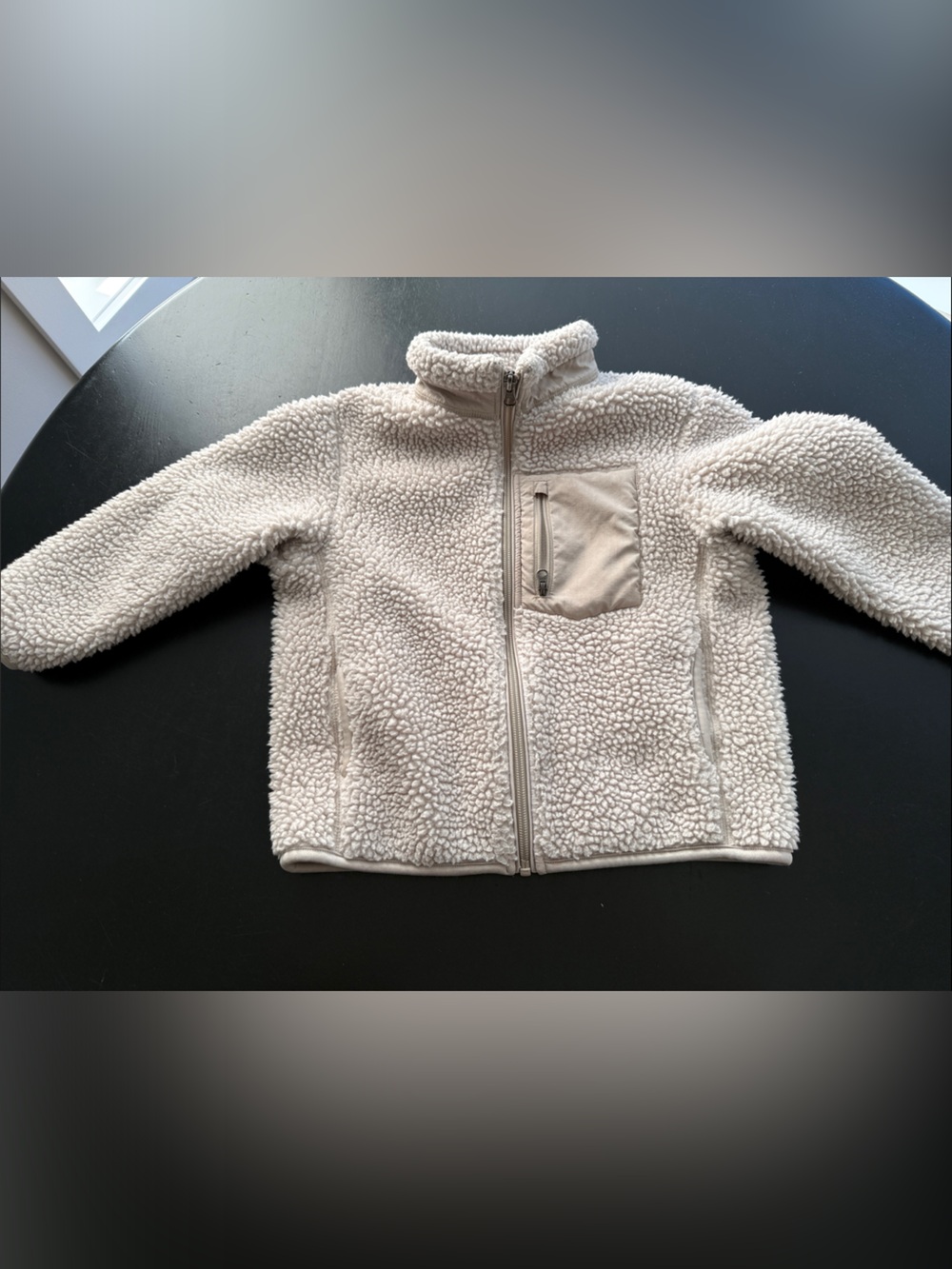 Uniqlo Cream Sherpa Fleece Zip-Up Jacket for Kids
